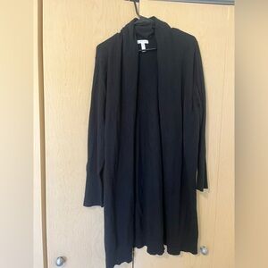 Leith Black Open Front Cardigan